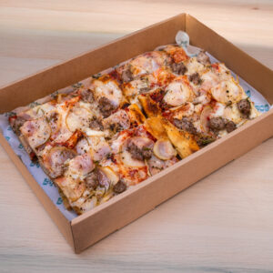 Potato & Sausage Pizza Box